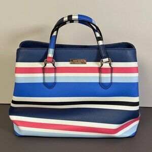 Kate Spade New York Evangelie Laurel Way Striped Satchel Crossbody Bag 12” Blue